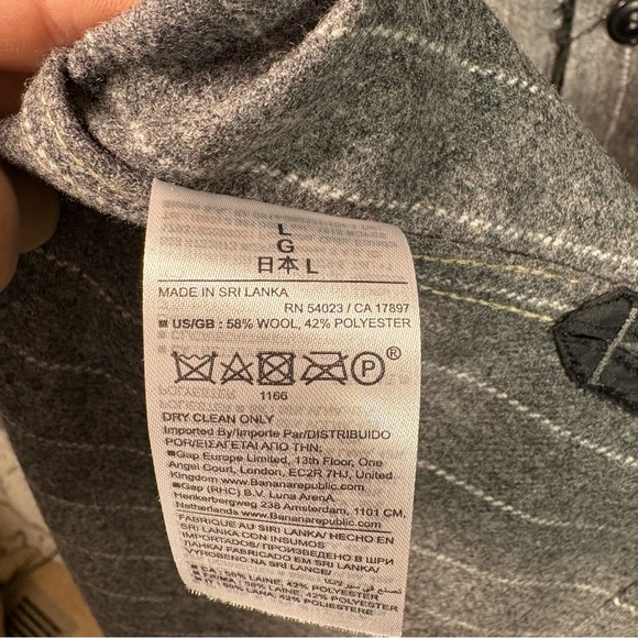 Banana Republic Men's Gray Pin Striped Wool Blend Shirt Jacket Large - Picture 7 of 7